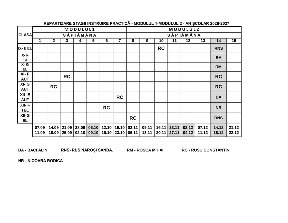ORAR 2026-2027
